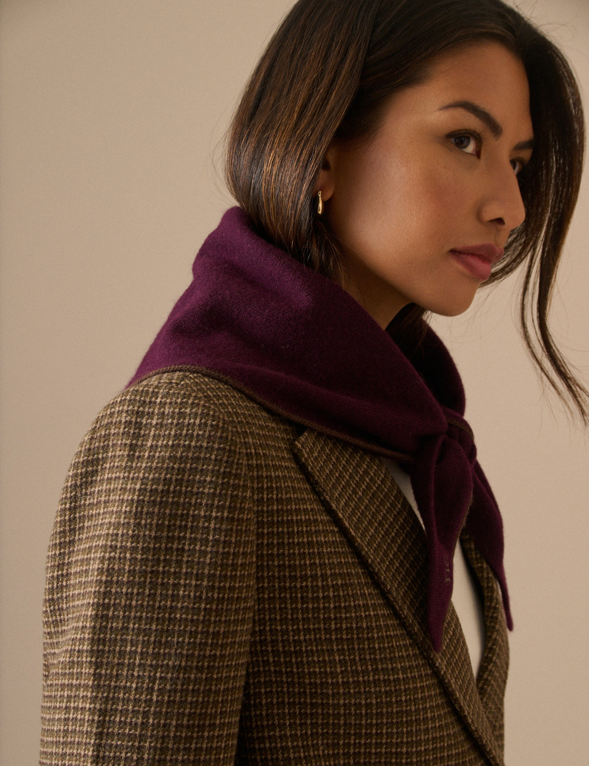 Burgundy Wool-Blend Knitted Neckerchief