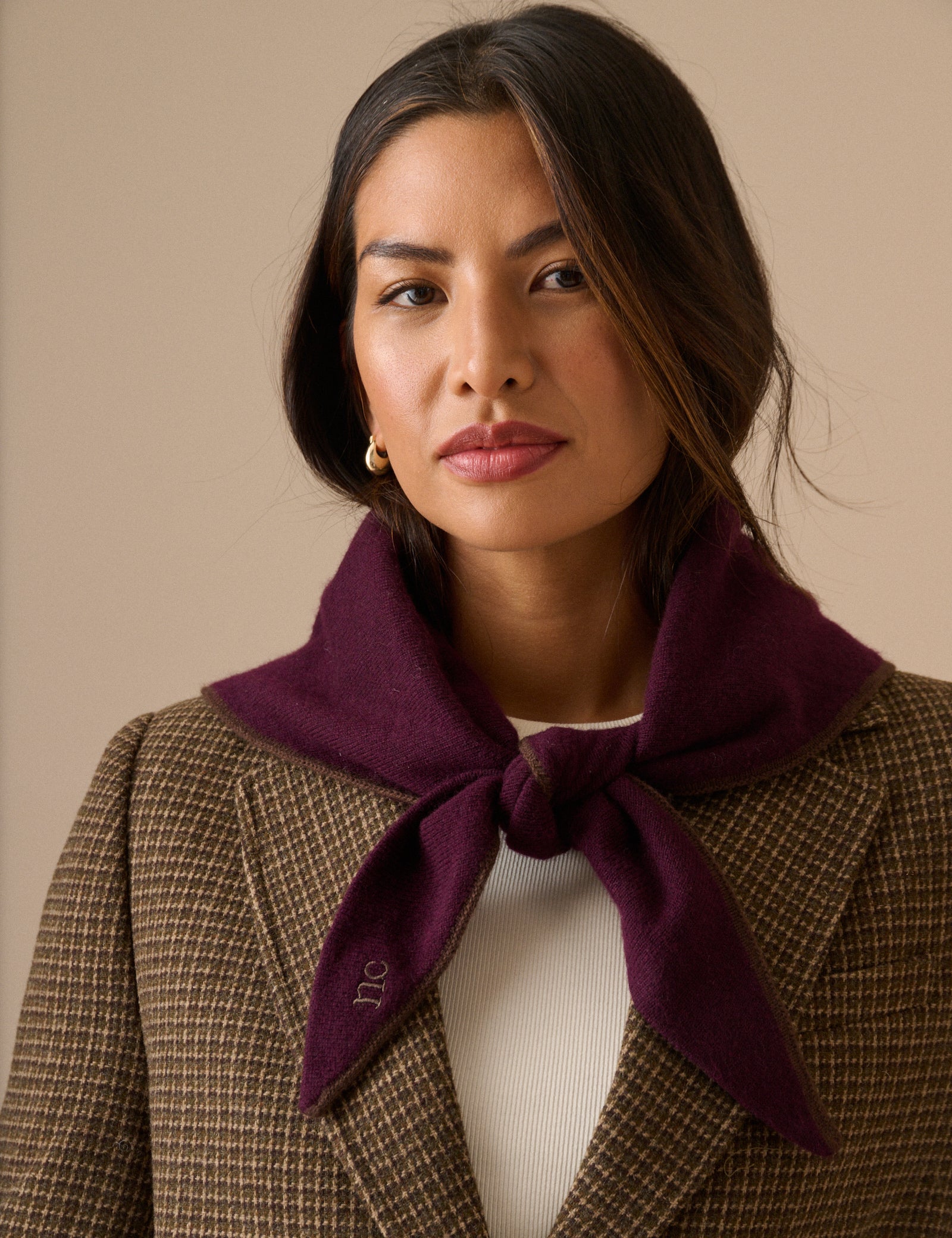 Burgundy Wool-Blend Knitted Neckerchief