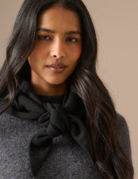 Black Wool-Blend Triangle Scarf
