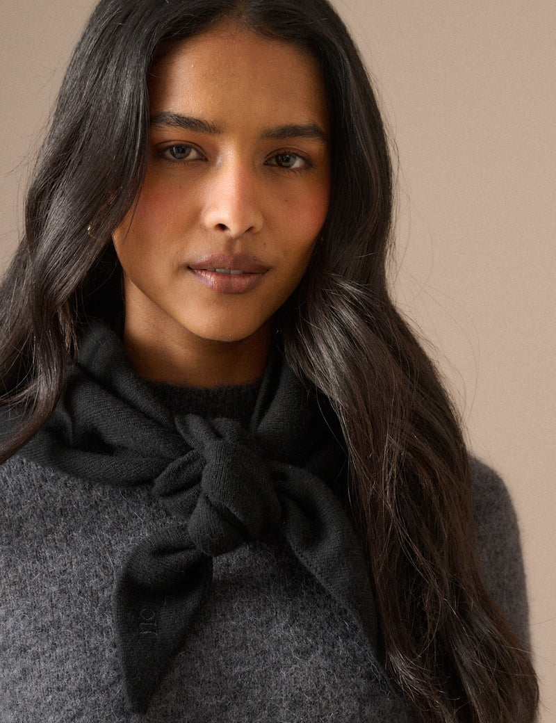 Black Wool-Blend Triangle Scarf