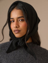 Black Wool-Blend Triangle Scarf