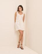 White Broderie Anglaise Lace Trim Mini Skirt