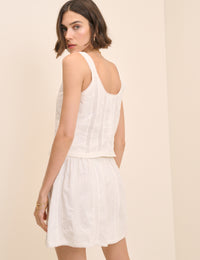 White Broderie Anglaise Lace Trim Mini Skirt