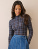 Blue Tartan Long Sleeve Jersey Top