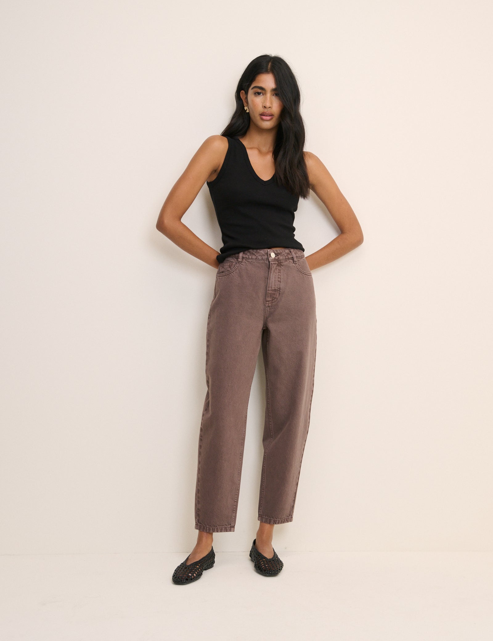 Brown Putney Barrel Leg Jeans