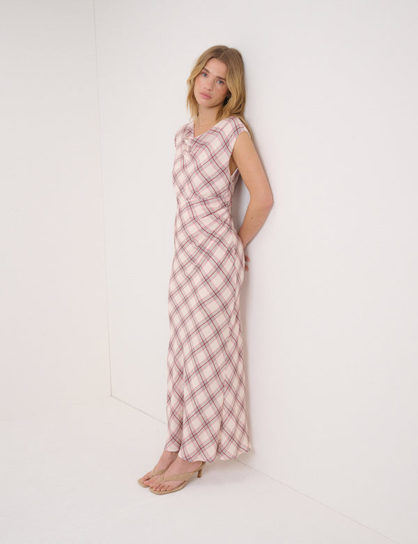 Pink Check Jessica Midi Dress