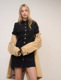 Black Cord Collared Lucy Mini Dress