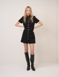 Black Cord Collared Lucy Mini Dress