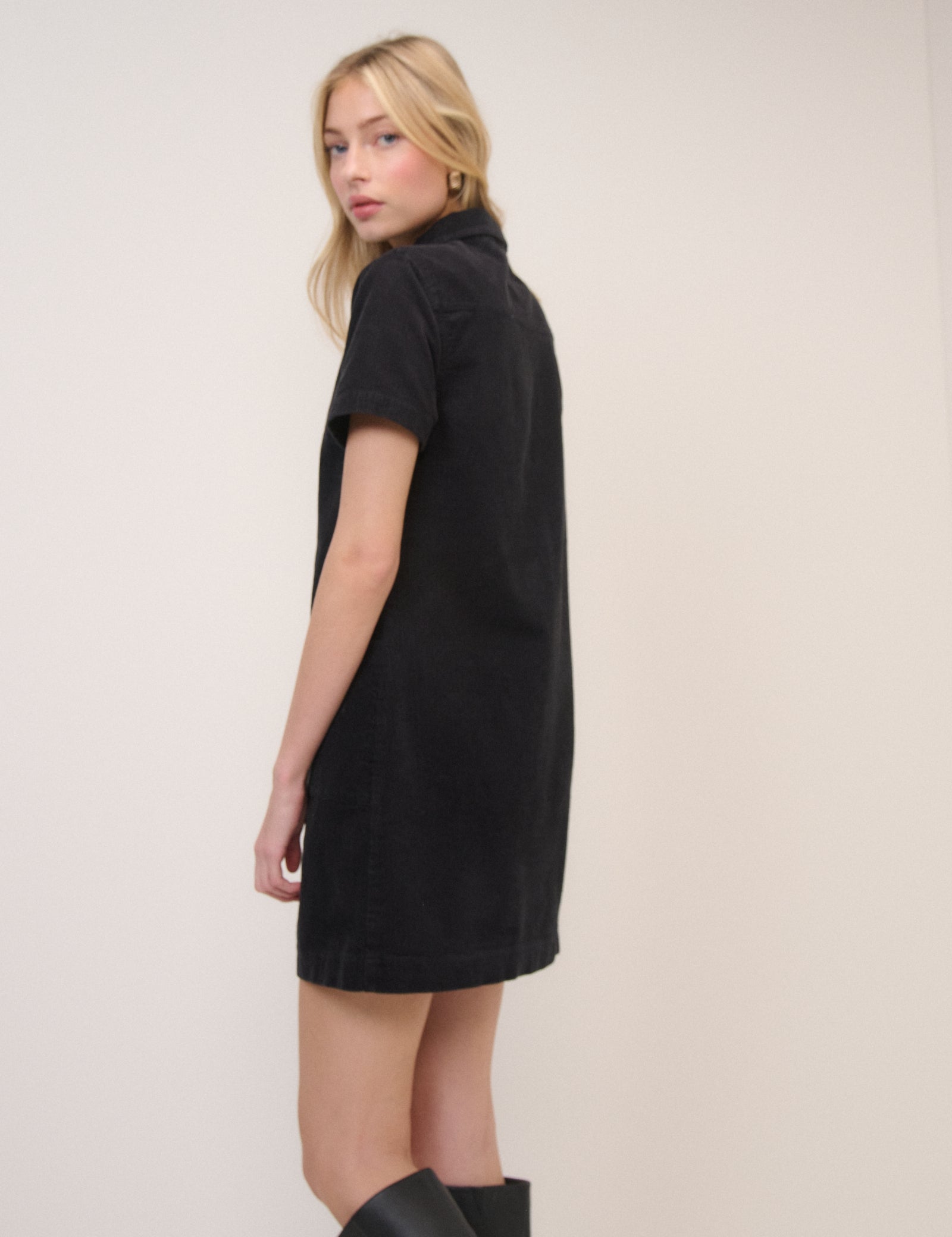 Black Cord Collared Lucy Mini Dress