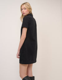 Black Cord Collared Lucy Mini Dress