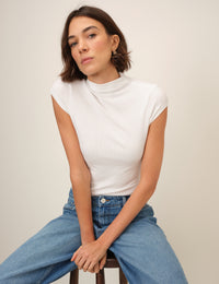 White High Neck Top