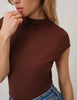Brown Ribbed Cap Sleeve Top