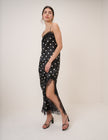 Black Polka Dot Betsie Lace Trim Midi Column Dress