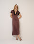 Brown Lace Trim Aida Midi Dress