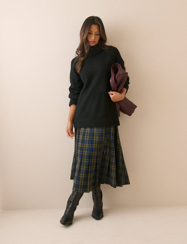Black Roll Neck Oversized Jumper