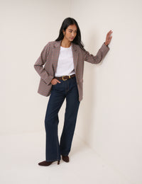 Red and Navy Gingham Blazer