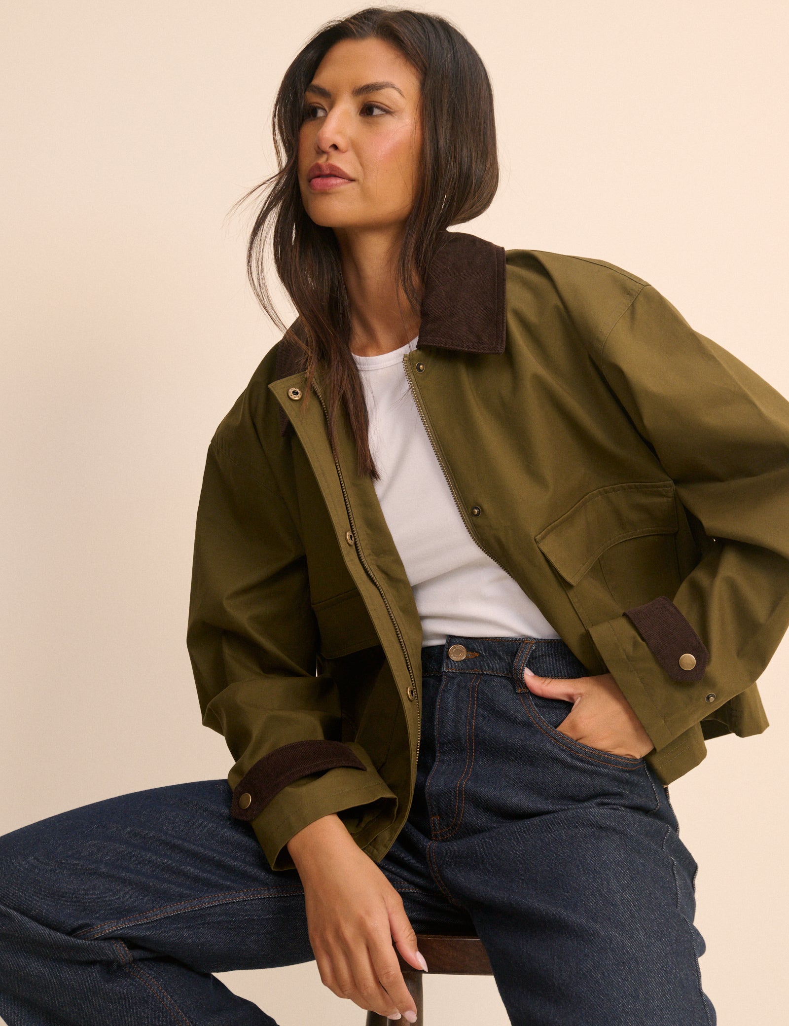 Khaki Short Freddie Barn Coat