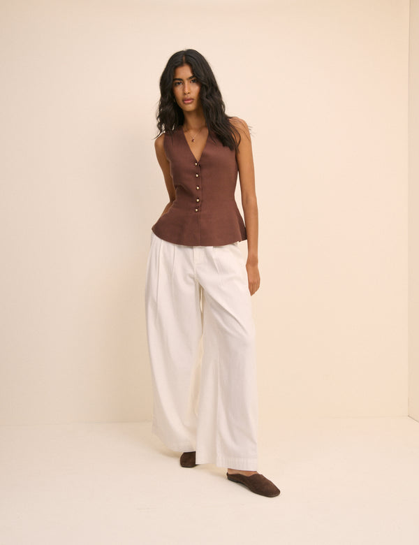 Brown Peplum Knitted Top