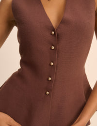 Brown Peplum Knitted Top