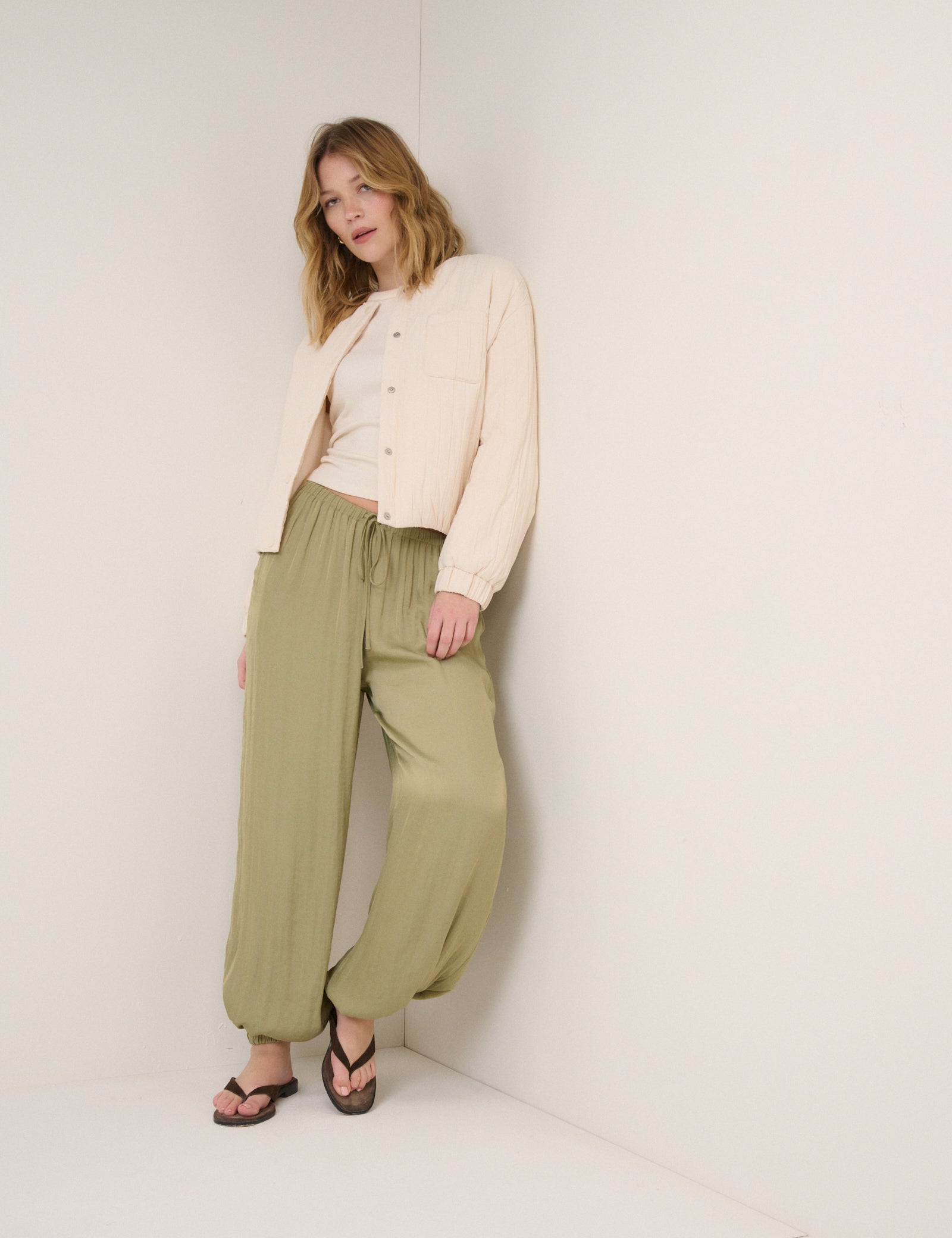 Green Vida Balloon Leg Trousers