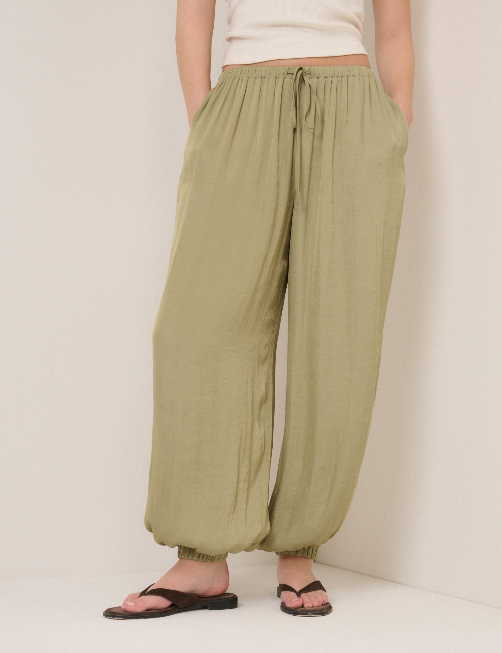 Green Vida Balloon Leg Trousers