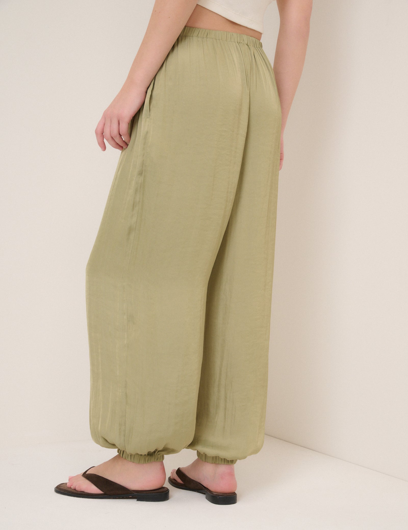 Green Vida Balloon Leg Trousers
