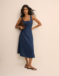 Dark Wash Denim Rowe Midi Dress