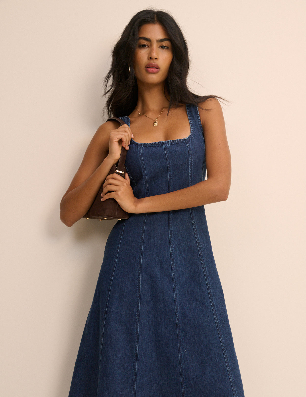 Dark Wash Denim Rowe Midi Dress