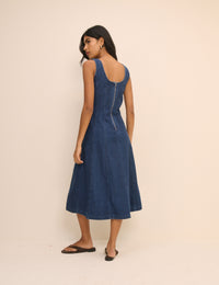 Dark Wash Denim Rowe Midi Dress