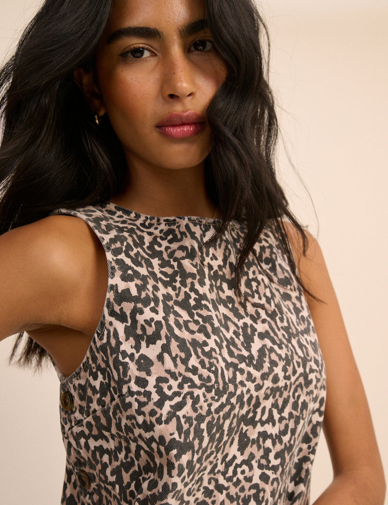Leopard Print Izzie Denim Shift Dress