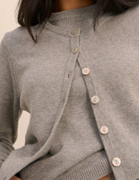 Grey Crew Neck Cardigan