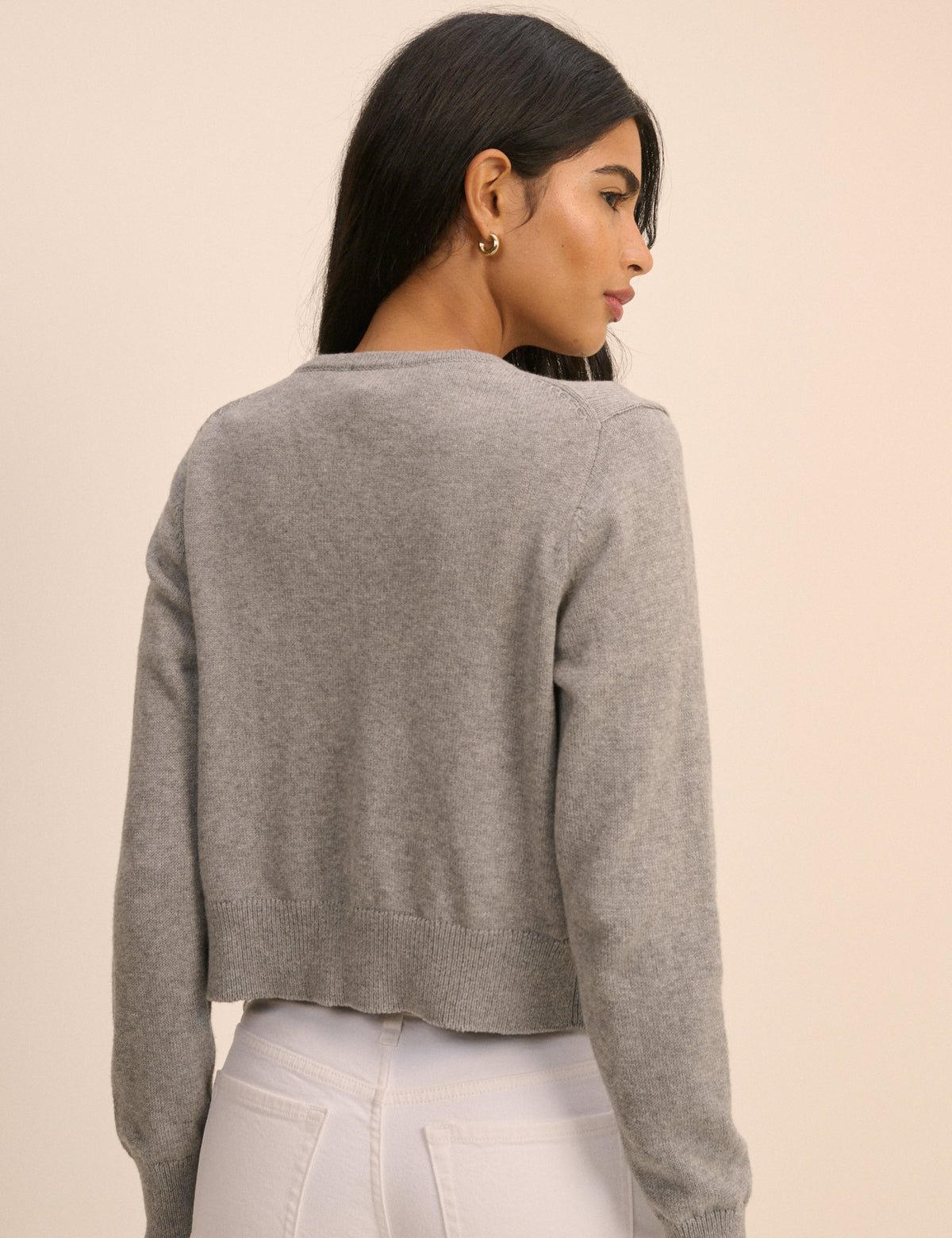 Grey Crew Neck Cardigan