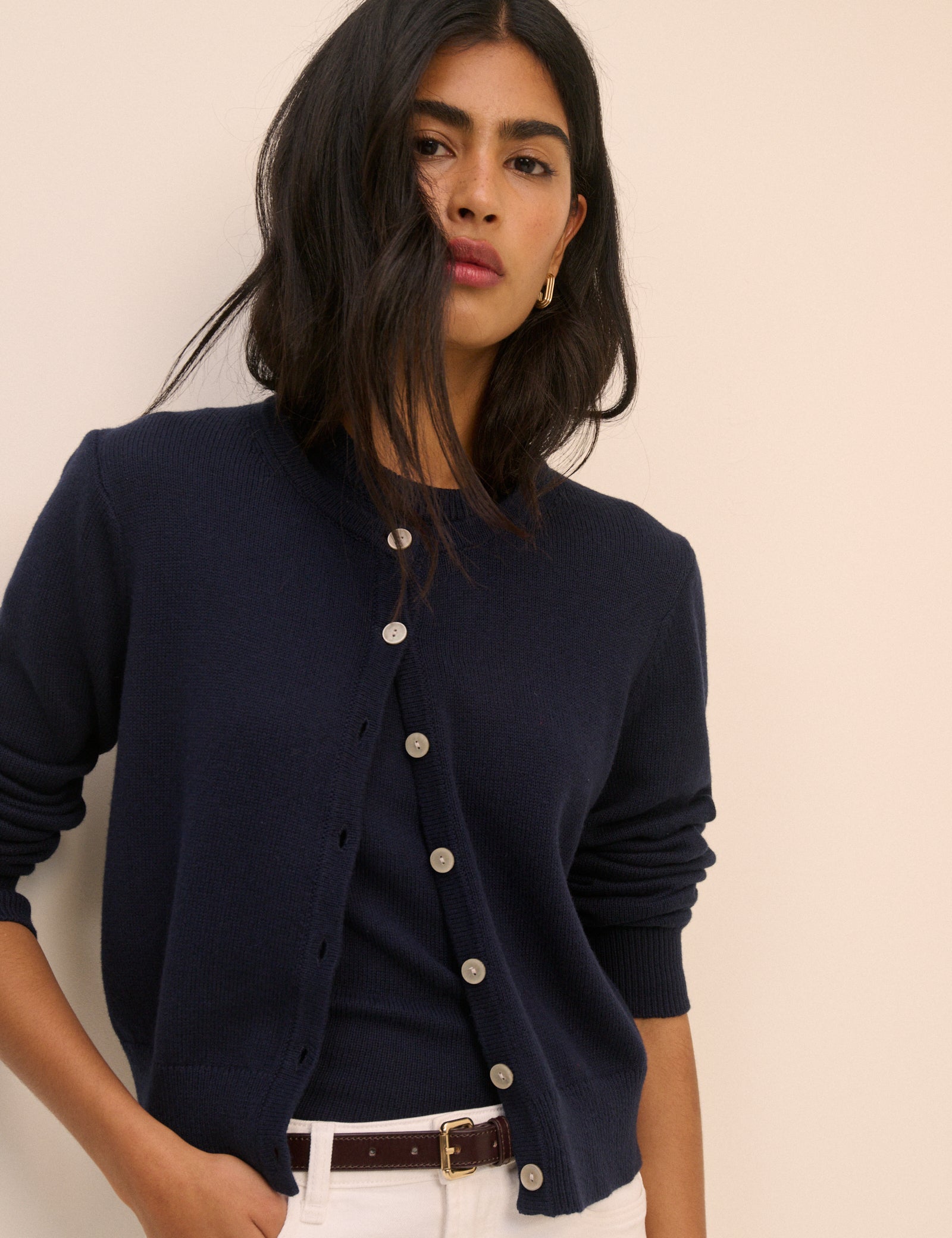 Navy Crew Neck Cardigan