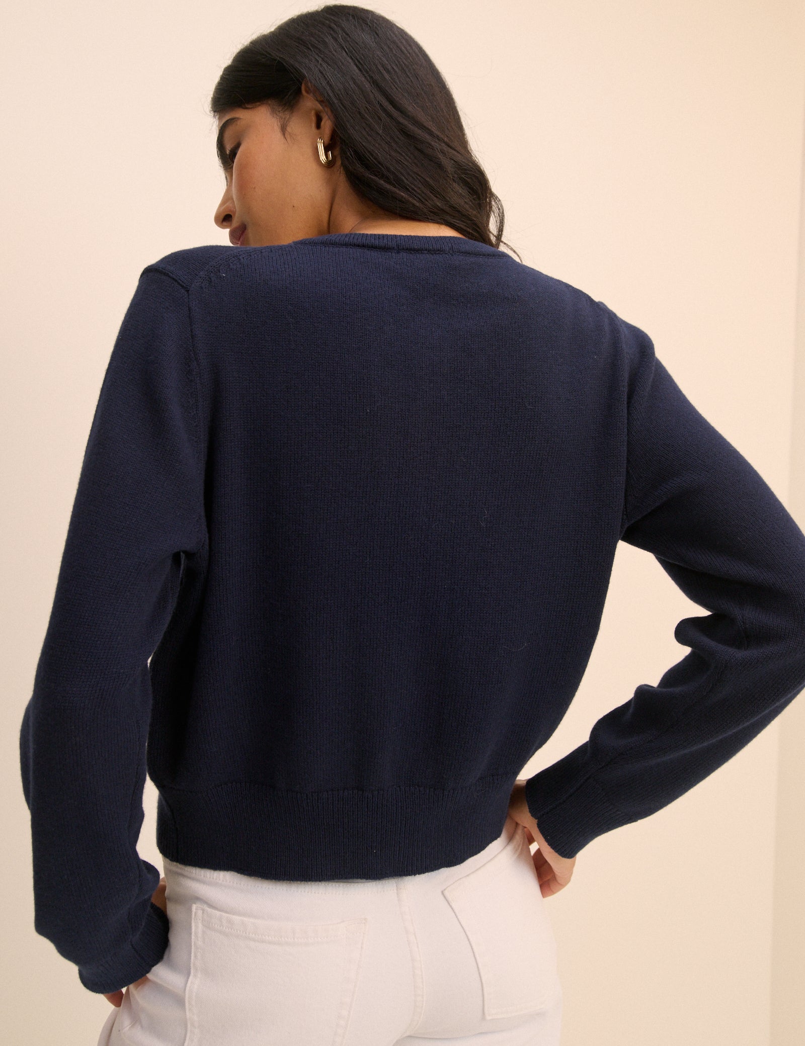Navy Crew Neck Cardigan