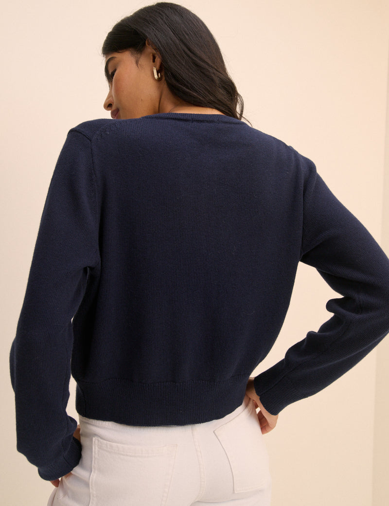 Navy Crew Neck Cardigan