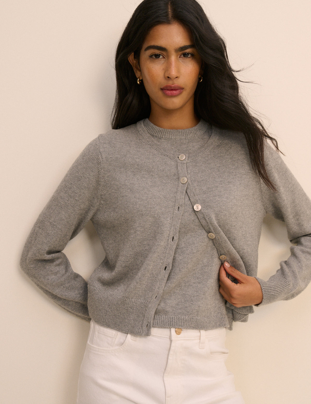 Grey Crew Neck Knitted Top
