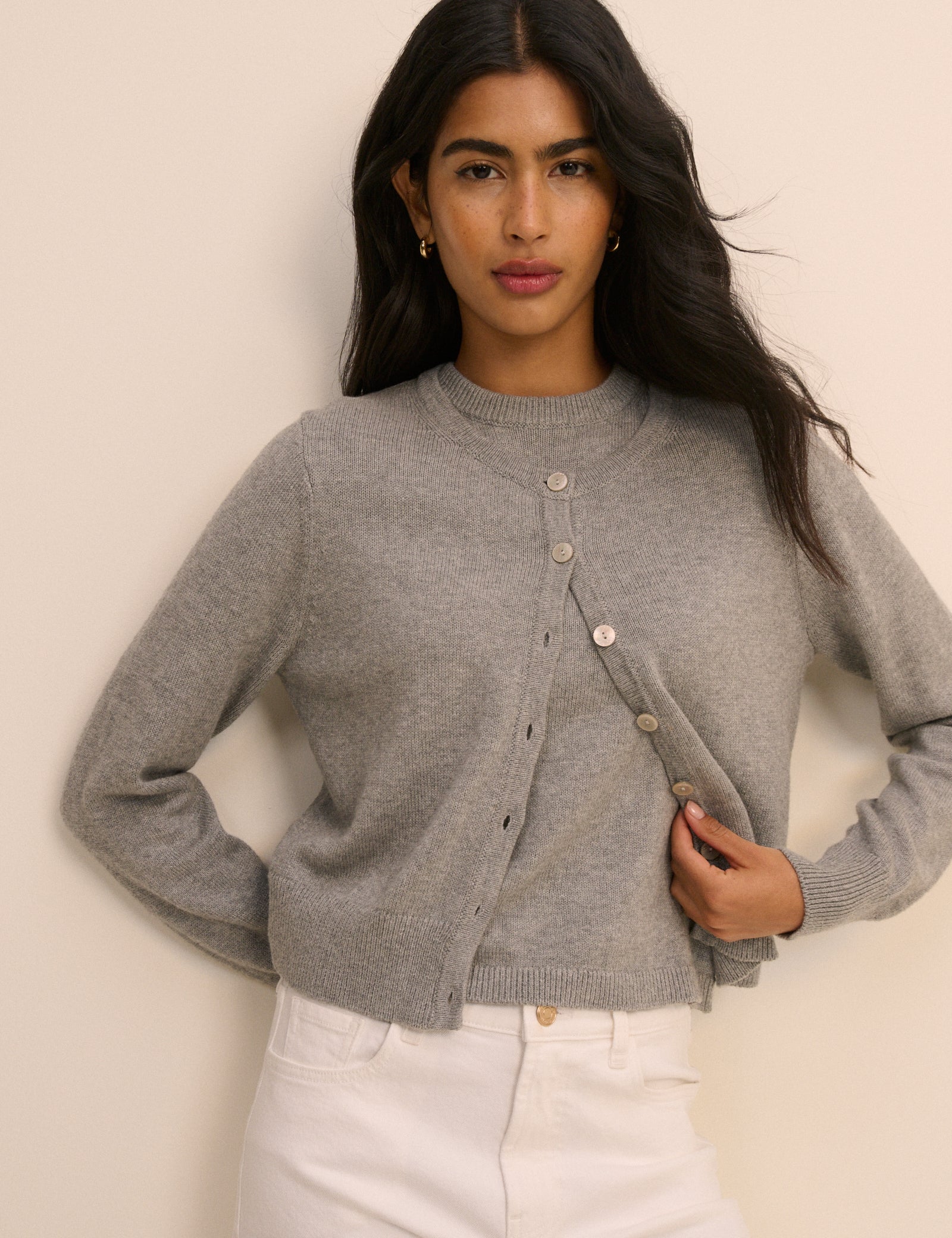 Grey Knitted Short Sleeve Top