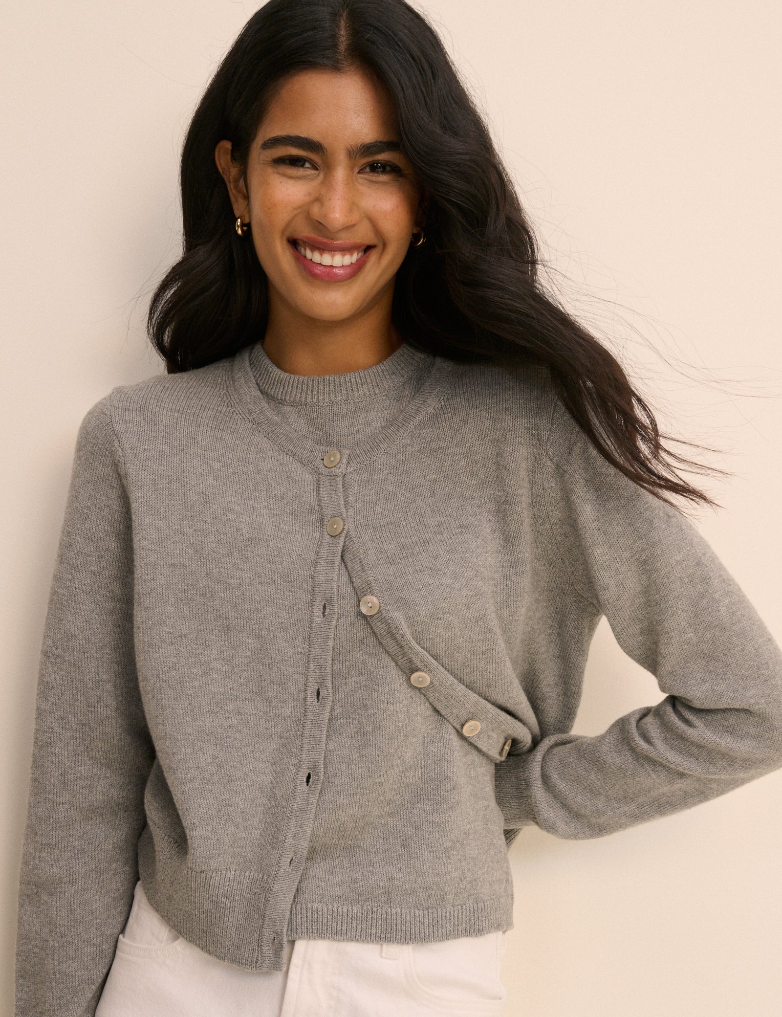Grey Knitted Short Sleeve Top