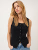 Black Scoop Neck Knitted Waistcoat
