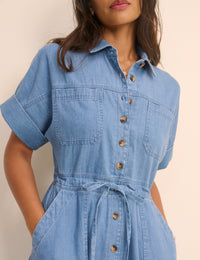 Mid-Blue Denim Shirt Dress