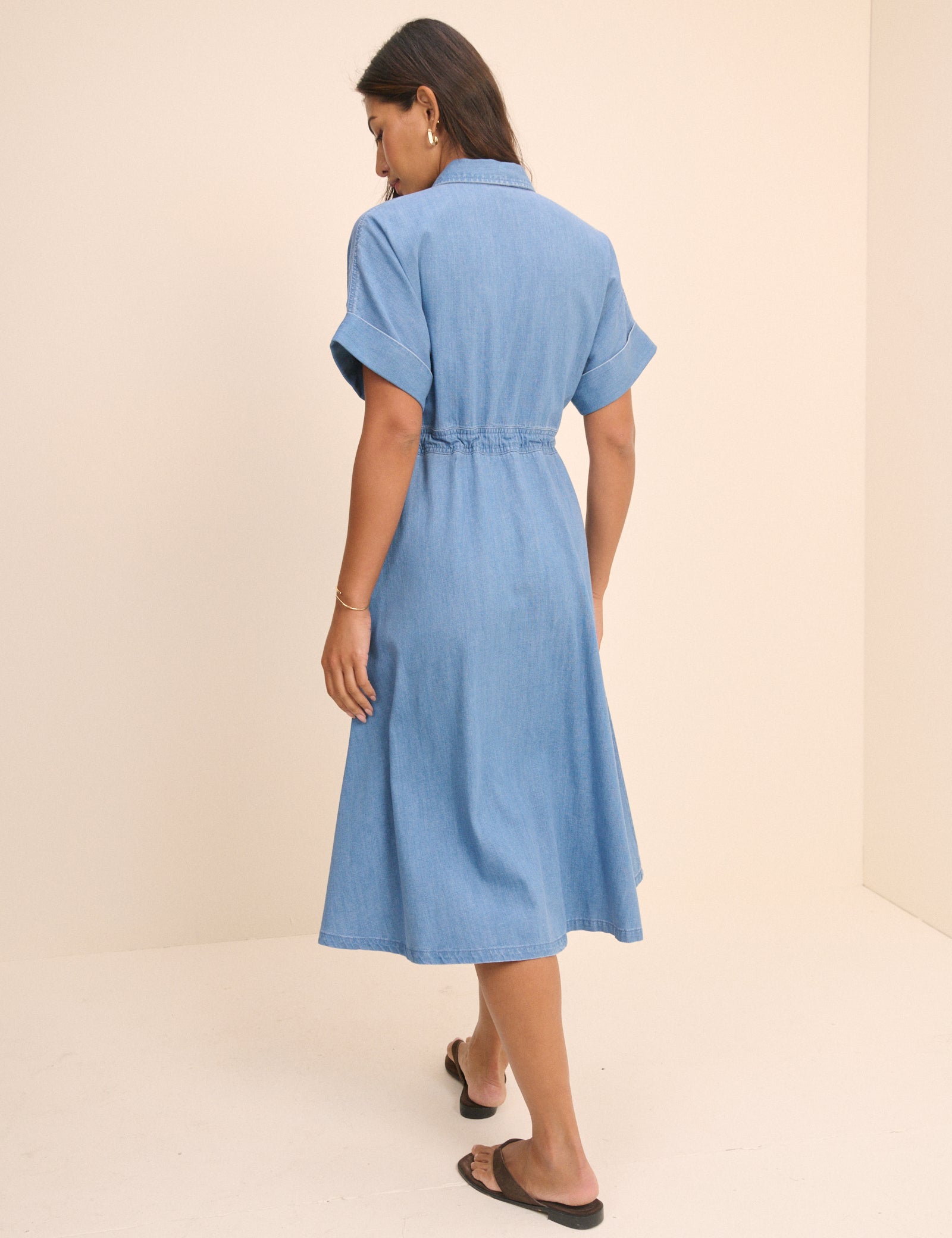 Mid-Blue Denim Shirt Dress