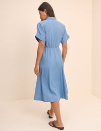 Mid-Blue Denim Shirt Dress
