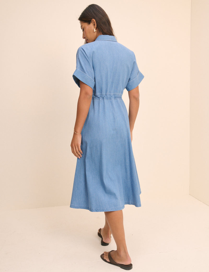 Mid Wash Denim Shirt Dress