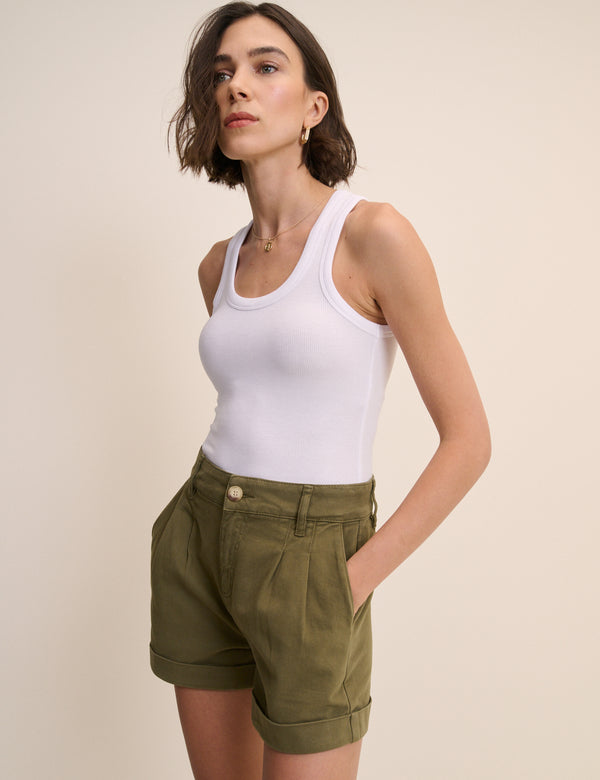 Khaki Pleat Front Rosie Short