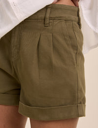 Khaki Pleat Front Rosie Short