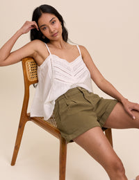 Khaki Pleat Front Rosie Short