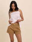 Tan Pleat Front Rosie Short