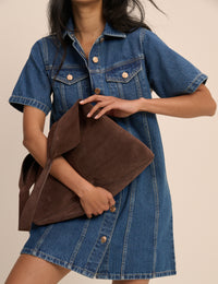 Chocolate Brown Suede Slouch Bag