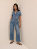 Mid Wash Denim Tie Waist Mylos Jumpsuit