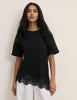 Black Asymmetric Lace Hem Top